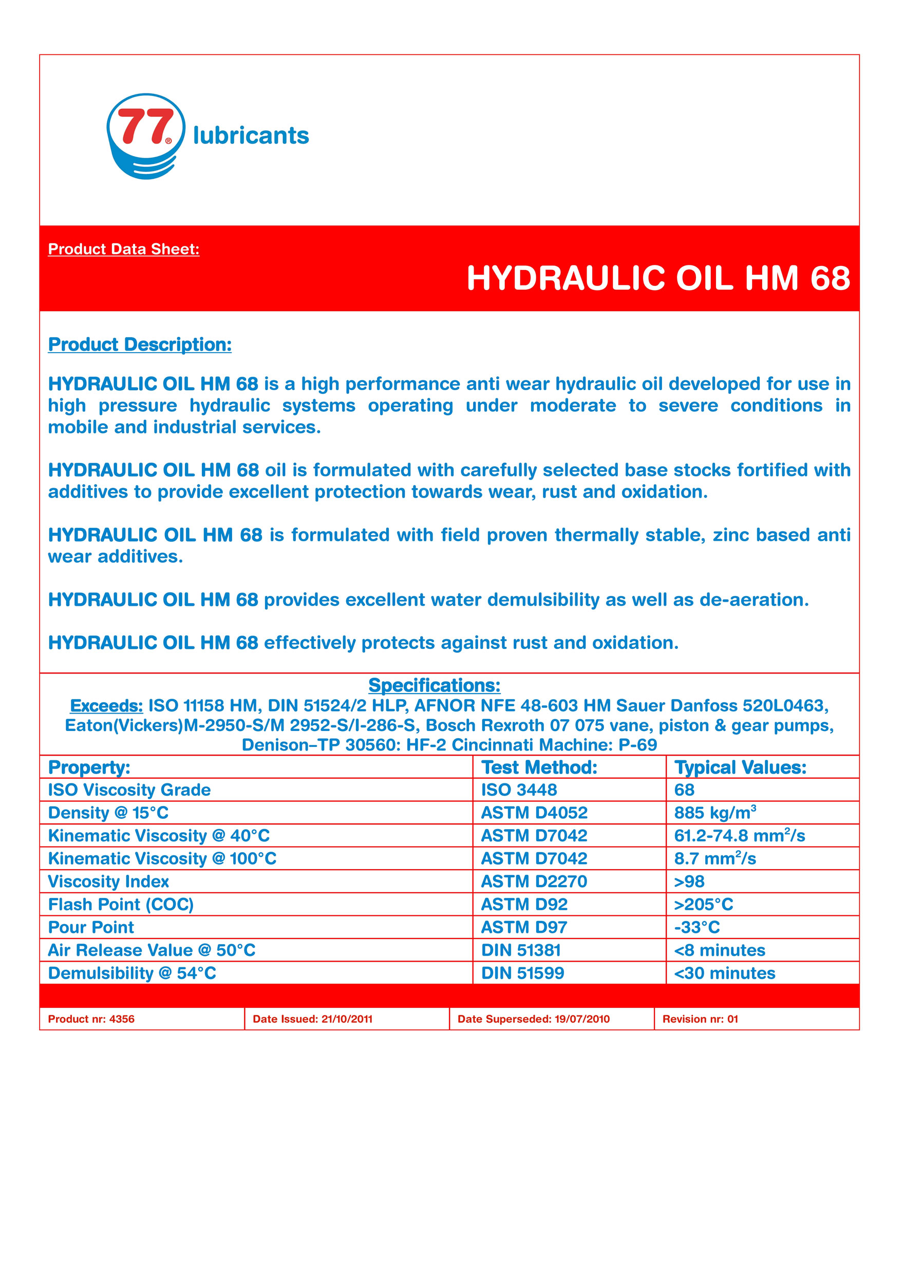 Huile hydraulique HM68