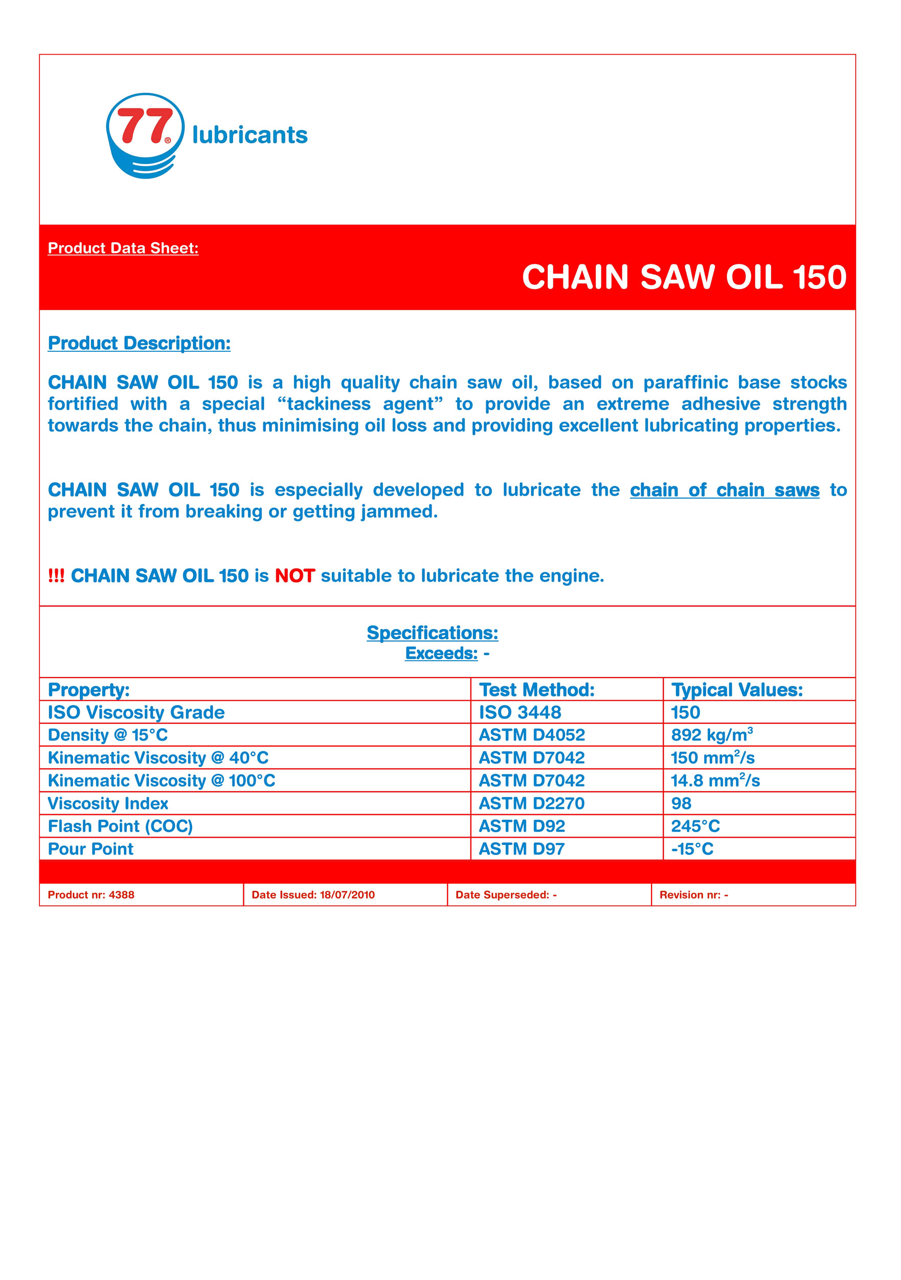 Huile de chaîne Chain Saw OIL 150